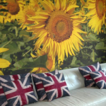 bespoke printed wallpaper of sunflowers